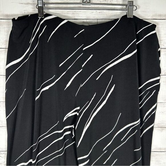 Alfani Black White Linear Print Wide Leg Relaxed Travel Easy-Care Pant 1X - Picture 5 of 7